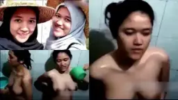Saudari Dan Adik Mandi Telanjang Dengan Hijab